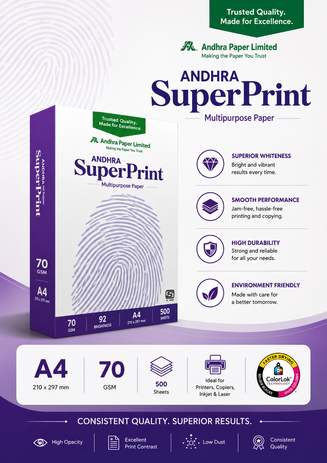 Andhra SuperPrint A4 Copier Paper 70 GSM