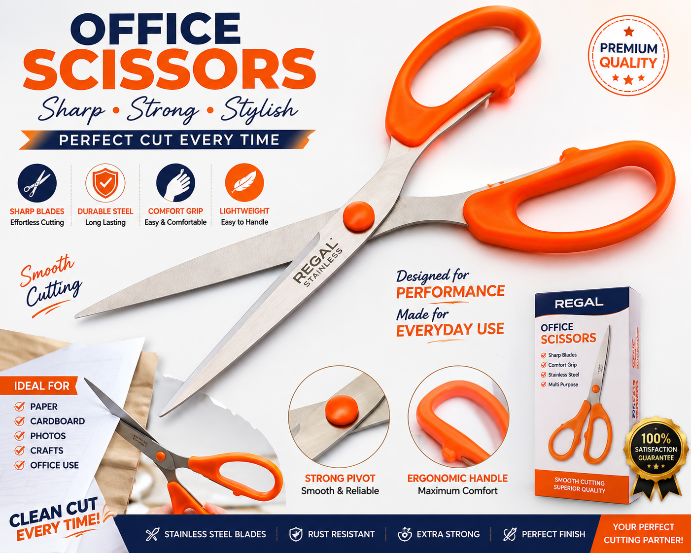 STEEL SCISSORS WITH PLASTIC  HANDLE