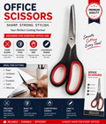 STEEL SCISSORS WITH PLASTIC  AND RUBBER HANDAL